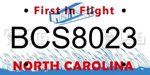 BCS8023 North Carolina License Plate