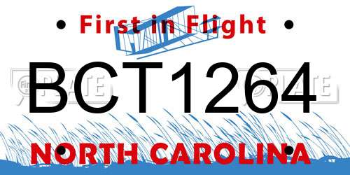 BCT1264 North Carolina License Plate