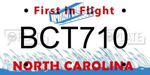 BCT710 North Carolina License Plate