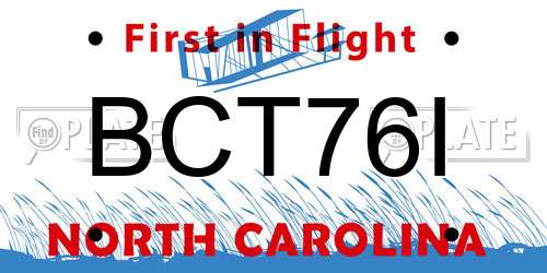 BCT76I North Carolina License Plate