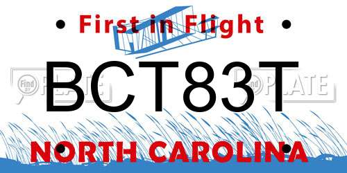 BCT83T North Carolina License Plate