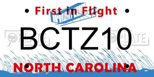 BCTZ10 North Carolina License Plate