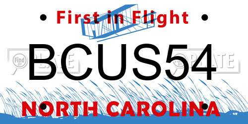 BCUS54 North Carolina License Plate