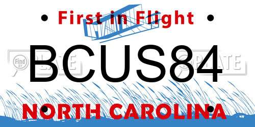 BCUS84 North Carolina License Plate