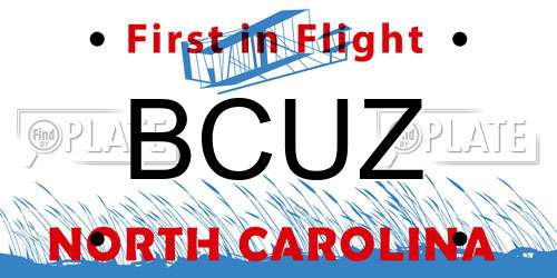 BCUZ North Carolina License Plate