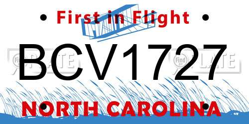 BCV1727 North Carolina License Plate