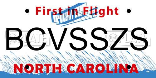 BCVSSZS North Carolina License Plate