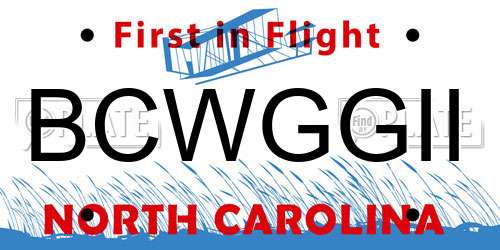 BCWGGII North Carolina License Plate