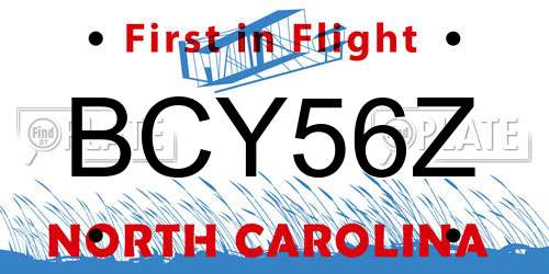 BCY56Z North Carolina License Plate