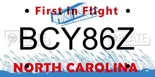 BCY86Z North Carolina License Plate
