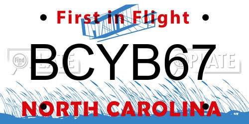 BCYB67 North Carolina License Plate