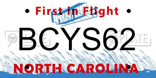BCYS62 North Carolina License Plate