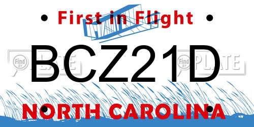 BCZ21D North Carolina License Plate