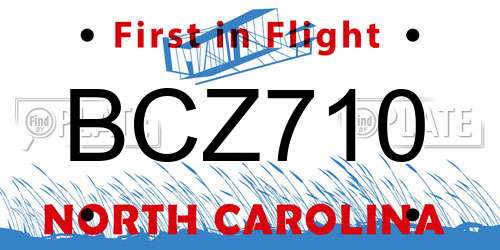 BCZ710 North Carolina License Plate