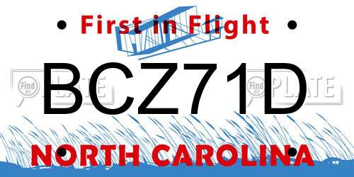 BCZ71D North Carolina License Plate