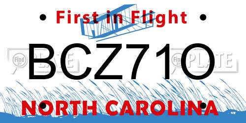 BCZ71O North Carolina License Plate