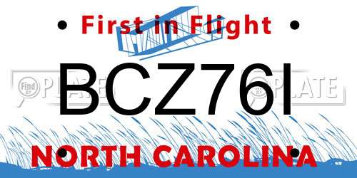 BCZ76I North Carolina License Plate