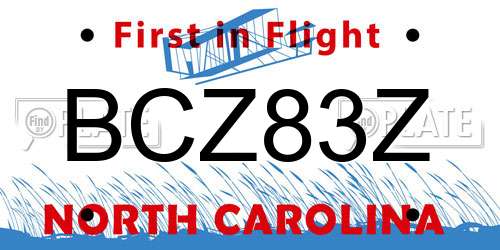 BCZ83Z North Carolina License Plate