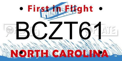 BCZT61 North Carolina License Plate