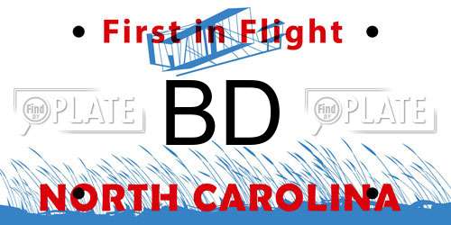 BD North Carolina License Plate