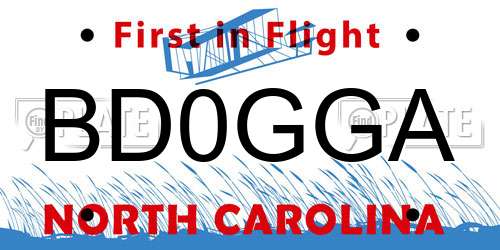 BD0GGA North Carolina License Plate