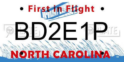 BD2E1P North Carolina License Plate