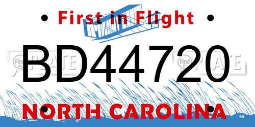 BD44720 North Carolina License Plate