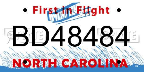 BD48484 North Carolina License Plate