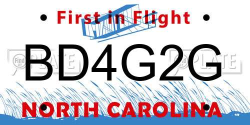 BD4G2G North Carolina License Plate