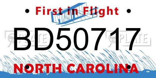 BD50717 North Carolina License Plate