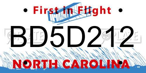 BD5D212 North Carolina License Plate