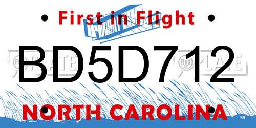 BD5D712 North Carolina License Plate