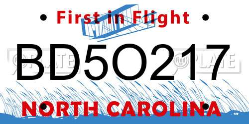 BD5O217 North Carolina License Plate