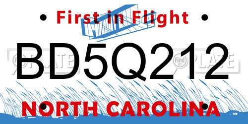 BD5Q212 North Carolina License Plate
