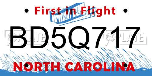 BD5Q717 North Carolina License Plate