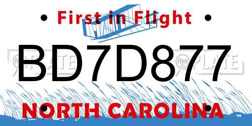 BD7D877 North Carolina License Plate