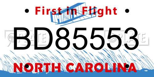 BD85553 North Carolina License Plate