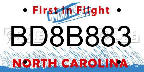 BD8B883 North Carolina License Plate