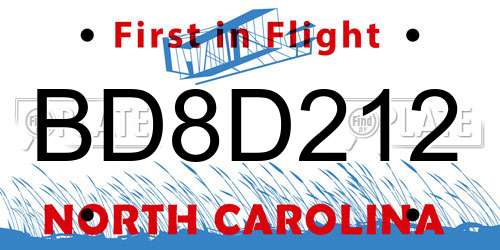 BD8D212 North Carolina License Plate