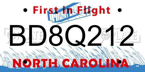 BD8Q212 North Carolina License Plate