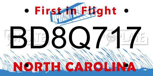 BD8Q717 North Carolina License Plate