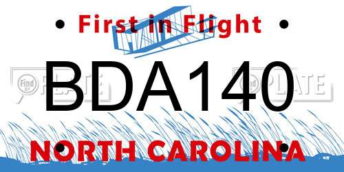 BDA140 North Carolina License Plate