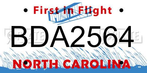 BDA2564 North Carolina License Plate