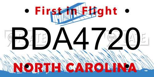BDA4720 North Carolina License Plate