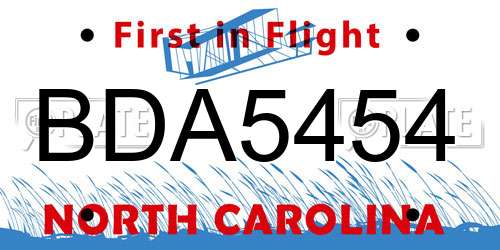 BDA5454 North Carolina License Plate