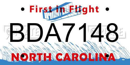 BDA7148 North Carolina License Plate