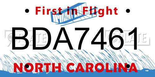 BDA7461 North Carolina License Plate