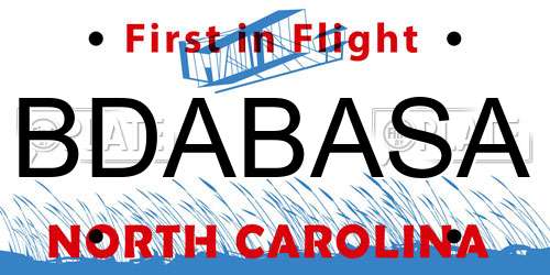 BDABASA North Carolina License Plate