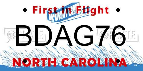 BDAG76 North Carolina License Plate