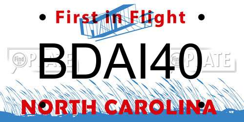 BDAI40 North Carolina License Plate